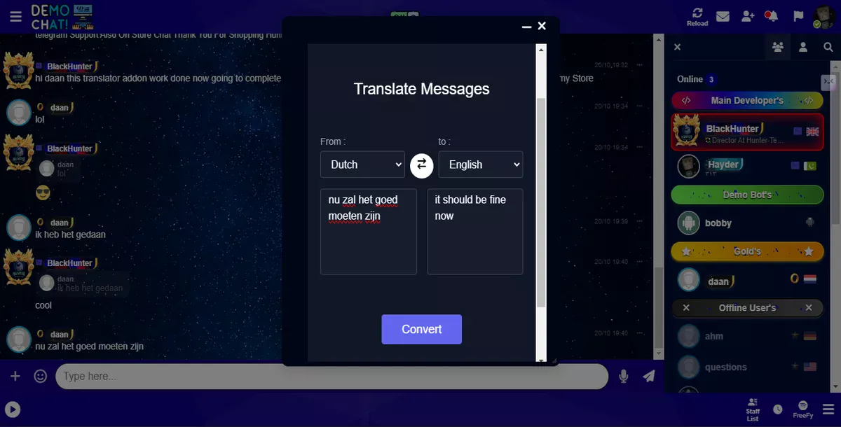 Additional Chat Menu